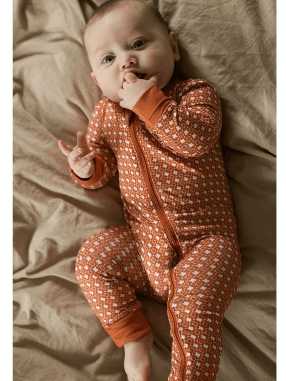 Burlebo Baby Zip Up In Texas Orange & White